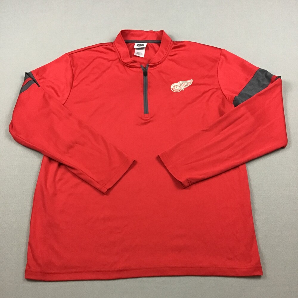 Detroit Red Wings Sweater Men Extra Large Red 1/4 Zip Long Sleeve NHL Pullover